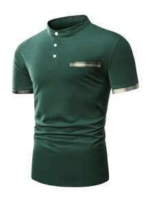 Manfinity Homme Men Contrast Trim Polo Shirt - Dark Green - View 5