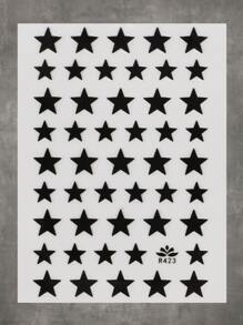 ROMWE 1 hoja Pegatina de arte de uña con patrón de estrella - Negro - Ver 1