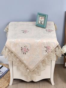 1pc Flower Jacquard Lace Decor Tablecloth - Khaki - View 6