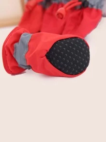 4pcs Two Tone Drawstring Detail Pet Shoes - Red - View 8