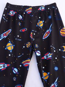男孩宇航員和卡通圖案緊身睡衣套裝 - 彩色 - 查看 4