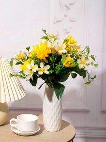 1pc Plastic Vase Ornament,Home Decor,Flower Vase,Centerpiece,Table Decor Room Decor Glass Vase - White - View 2