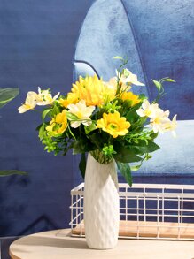 1pc Plastic Vase Ornament,Home Decor,Flower Vase,Centerpiece,Table Decor Room Decor Glass Vase - White - View 4