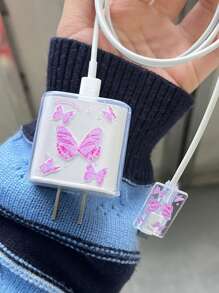 2入組蝴蝶樣式數據線保護套和充電器頭套 - 彩色 - 查看 3