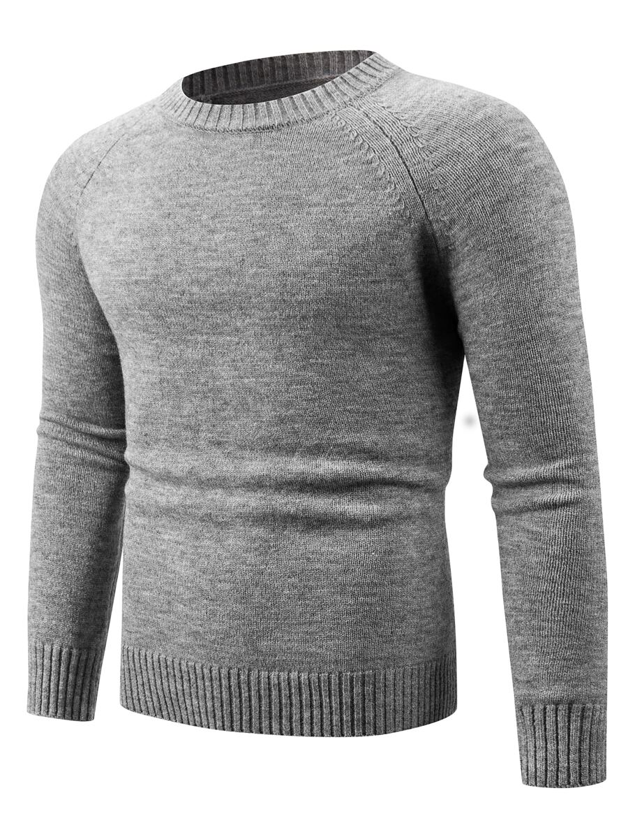 Manfinity Homme Hombres Jersey unicolor de manga raglán - Gris - Ver 1