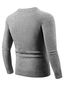 Manfinity Homme Hombres Jersey unicolor de manga raglán - Gris - Ver 2