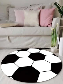 足球設計地毯 - 黑與白 - 查看 2