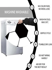 足球設計地毯 - 黑與白 - 查看 4