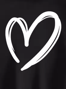 INAWLY 爱心印花拉链抽绳保暖连帽衫，长袖上衣，毕业季、返校季、毕业季、教师节女装、秋季返校季卫衣 - 黑色 - 查看 6