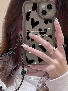 2入組愛心圖案手機殼附帶繩子