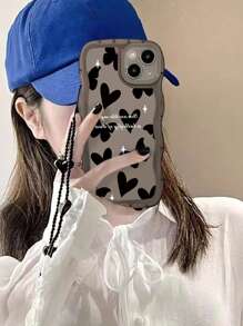 2入組愛心圖案手機殼附帶繩子