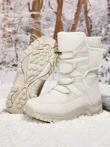 Hombres Botas de nieve con cordón delantero - Beis - Ver 3