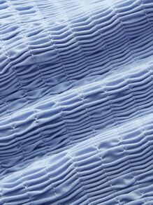 SHEIN MOD Bow Front Puff Sleeve Crop Blouse - Baby Blue - View 4