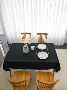 Mantel ribete con fleco - Negro - Ver 7