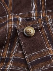 SHEIN MOD Plaid Print Double Breasted Tank Top - Coffee Brown - View 3