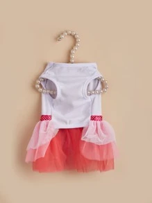 1pc Lip & Letter Embroidered Bow Decor Pet Dress - Multicolor - View 4