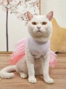 1pc Lip & Letter Embroidered Bow Decor Pet Dress - Multicolor - View 6