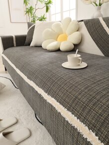 1入組滌綸沙發巾條紋圖案防滑沙發套毛毯四季皆宜 - 灰色 - 查看 3