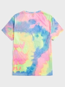 Manfinity VCAY 男士紮染卡通圖案T恤 - 彩色 - 查看 2