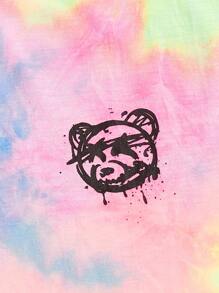 Manfinity VCAY 男士紮染卡通圖案T恤 - 彩色 - 查看 4