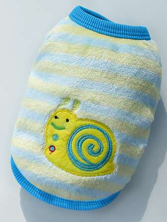 1入組卡通蝸牛刺繡毛茸茸寵物背心