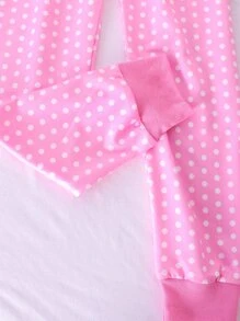 Tween Girl Unicorn And Moon Patterned Snug Fit Pajama Set For Home Wear - Pink - View 5