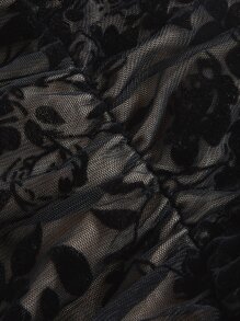 SHEIN MOD Đầm Ngọc trai Chia Hoa Thanh lịch - màu đen - Xem 4