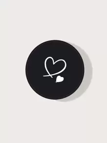 1pc Heart Pattern Stand-Out Phone Grip - Black - View 1