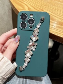 Solid Phone Case With Hand Strap - Dark Green - View 5