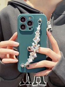 Solid Phone Case With Hand Strap - Dark Green - View 7