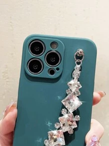 Solid Phone Case With Hand Strap - Dark Green - View 8