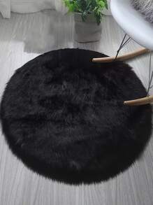 1 tấm thảm tròn sang trọng màu trơn - màu đen - Xem 4