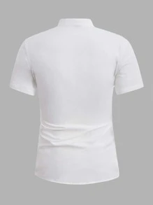 Manfinity BRENVOR Men Cotton Mock Neck Shirt - White - View 2