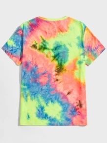 Manfinity VCAY Men's Casual Tie-Dye Print Short Sleeve T-Shirt, Summer - Green - View 2