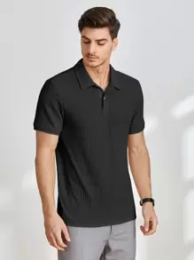 Manfinity NXTstreet Men Waffle Knit Polo Shirt - Black - View 1