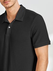 Manfinity NXTstreet Men Waffle Knit Polo Shirt - Black - View 4