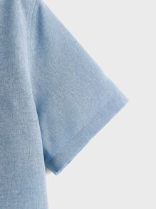 Manfinity NiteLyfe Camicia da uomo con tasche applicate e bottoni, con mezza patta - blu polveroso - Visualizzare 4