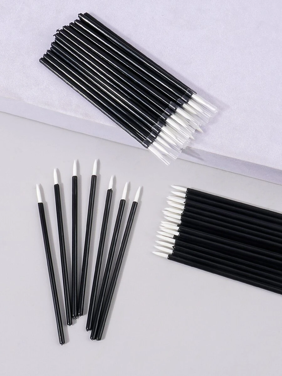 50 chiếc cọ kẻ mắt siêu mịn mini, cọ kẻ viền môi đa năng, dụng cụ trang điểm lông mềm - màu đen - Xem 1