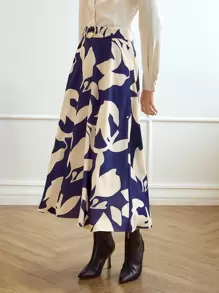 MOTF PREMIUM FLORAL PRINT BELTED SKIRT - Multicolor - View 2
