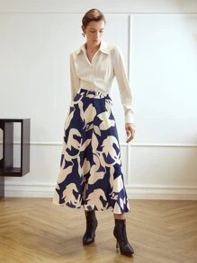 MOTF PREMIUM FLORAL PRINT BELTED SKIRT - Multicolor - View 4