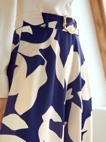 MOTF PREMIUM FLORAL PRINT BELTED SKIRT - Multicolor - View 5