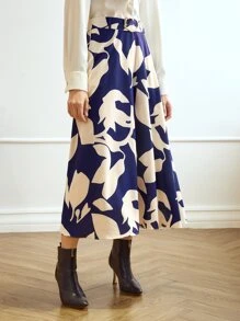 MOTF PREMIUM FLORAL PRINT BELTED SKIRT - Multicolor - View 6