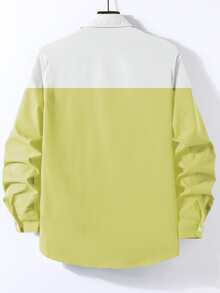 Manfinity Men Letter Embroidery Two Tone Shirt Without Tee - Yellow - View 2