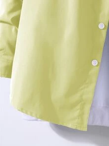 Manfinity Men Letter Embroidery Two Tone Shirt Without Tee - Yellow - View 3