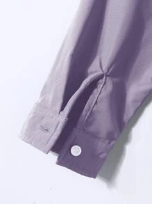 Manfinity Hombres Camisa con bordado de letra de dos tonos sin camiseta - Púrpura malva - Ver 5