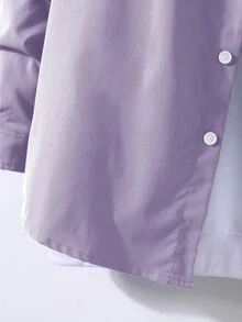 Manfinity Hombres Camisa con bordado de letra de dos tonos sin camiseta - Púrpura malva - Ver 6