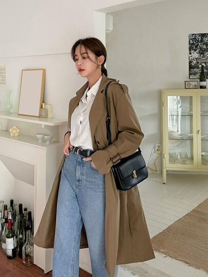 SHEIN スラントポケット ドローストリング裾 パッファーコート SHEIN スラントポケット ドローストリング裾 パッファーコート