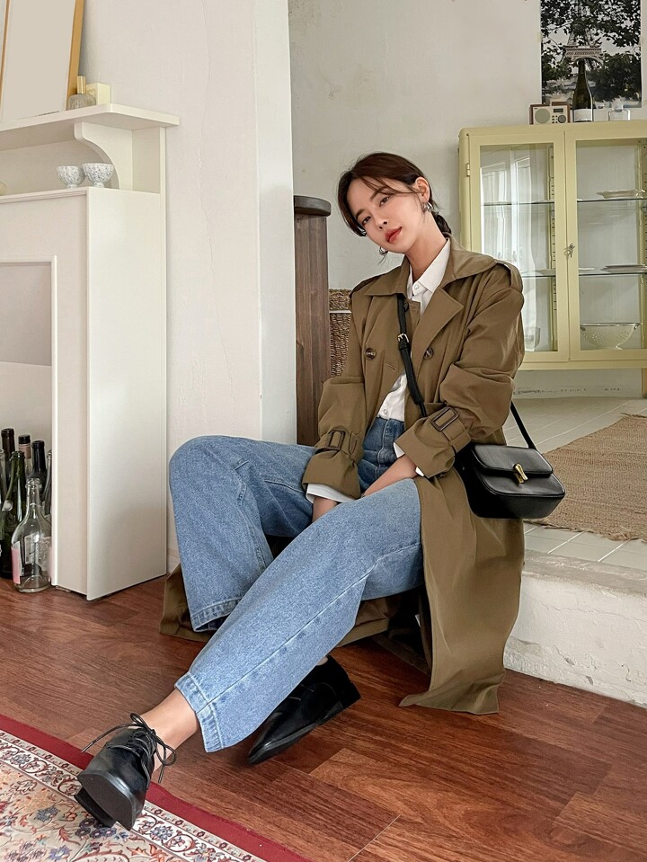 SHEIN スラントポケット ドローストリング裾 パッファーコート SHEIN スラントポケット ドローストリング裾 パッファーコート