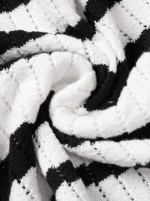 Manfinity Men Stripe Pointelle Knit Button Through Cardigan - Black and White - View 5