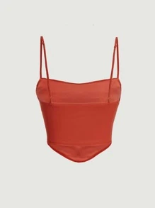 SHEIN MOD Solid Ruched Asymmetrical Hem Cami Top - Burnt Orange - View 5